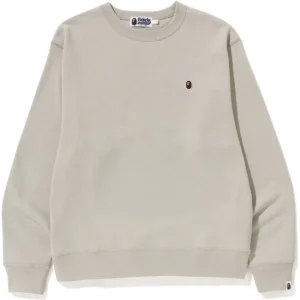 BAPE APE HEAD ONE POINT RELAXED FIT CREWNECK MENS-BEIGE