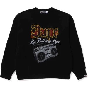 BAPE BOOMBOX CREWNECK RELAXED FIT MENS-BLACK