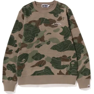 BAPE LAYERED LINE CAMO CREWNECK MENS-BEIGE