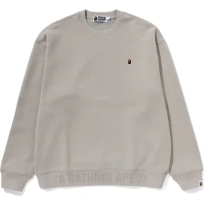 BAPE APE HEAD ONE POINT CREWNECK MENS-BEIGE