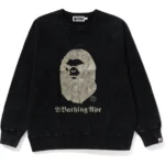 A BATHING APE OVERDYE RELAXED FIT CREWNECK MENS-BLACK