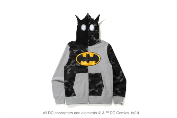 【 BAPE X DC 】BATMAN FULL ZIP HOODIE-GRAY