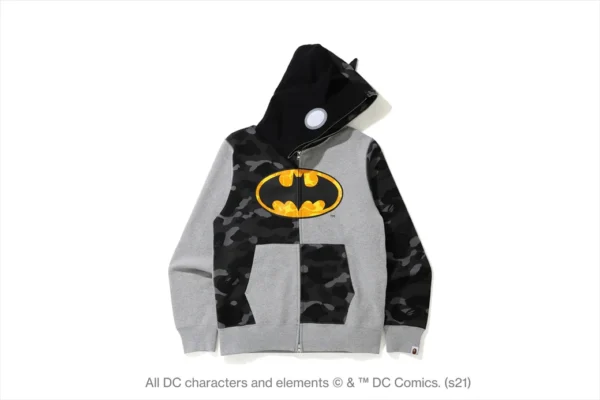 【 BAPE X DC 】BATMAN FULL ZIP HOODIE-GRAY