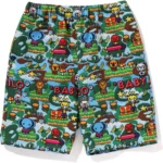 BAPE BABY MILO GAME PATTERN PACKABLE SHORTS KIDS-MULTI