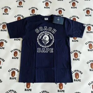 BAPE X COACH COLLEGE TEE NAVY