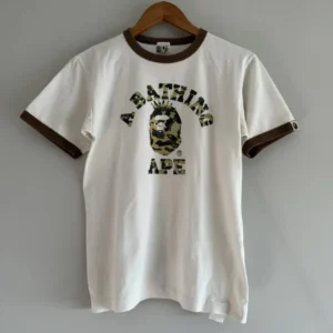 Bape x Kaws Bendy Camo College Logo Ringer Tee-WHITE