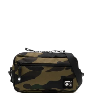 A BATHING APE® mini camouflage print messenger bag-ARMY GREEN