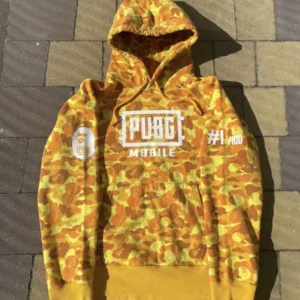 Bape x PUBG Yellow Orange Camo Hoodie