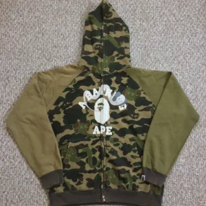 Bape x Kaws Crazy Camo Full Zip Hoodie-GREEN