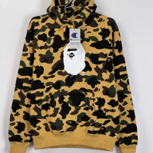 BAPE x Champion Camo Pullover Hoodie-YELLOW