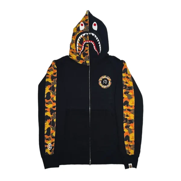 Bape x XO Shark Full Zip Hoodie Camo Black