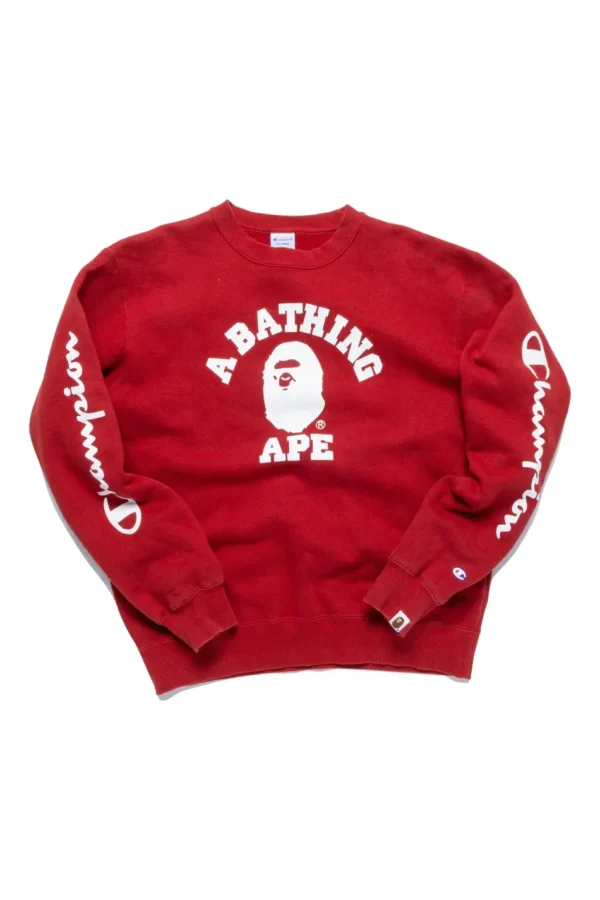 Bape x Champion College Crewneck-RED