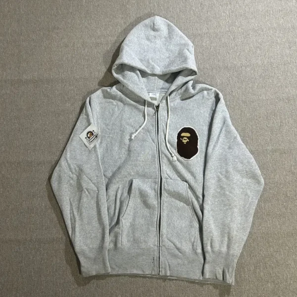 Bape x Champion Zip Hoodie-GRAY