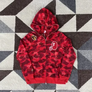 Bape x Coca Cola Red Camo Fullzip Hoodie-RED