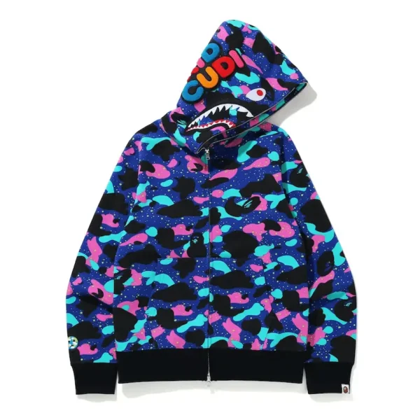 Bape x Kid Cudi Shark Full Zip Up Hooded Sweatshirt Multi