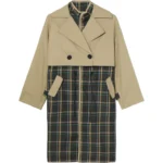 BAPE BAPY LAYERED CHECK TRENCH LADIES-BEIGE
