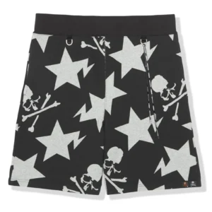 BAPE MM BAPE STA PATTERN SWEAT SHORTS MENS-BLACK