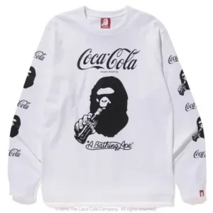 Bape X Coca Cola A bathing ape drinks Coke LS white Tee