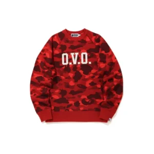 BAPE x OVO Color Camo Crewneck Red