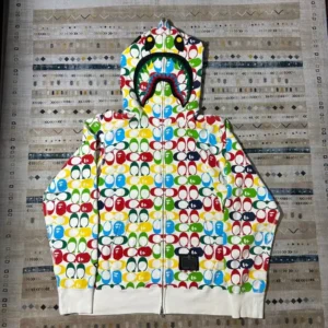 BAPE x COACH SHARK FULL ZIP HOODIE-WHITE