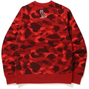 BAPE x OVO Color Camo Crewneck Red