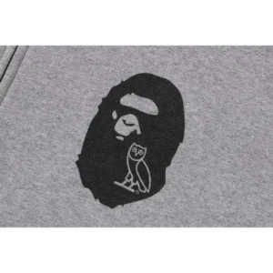 BAPE x OVO Shark Full Zip Hoodie Grey