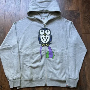 Bape x Kaws Bendy Snake Owl Full zip hoodie-GRAY