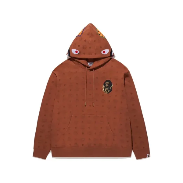 BAPE x MCM Shark Pullover Hoodie Brown